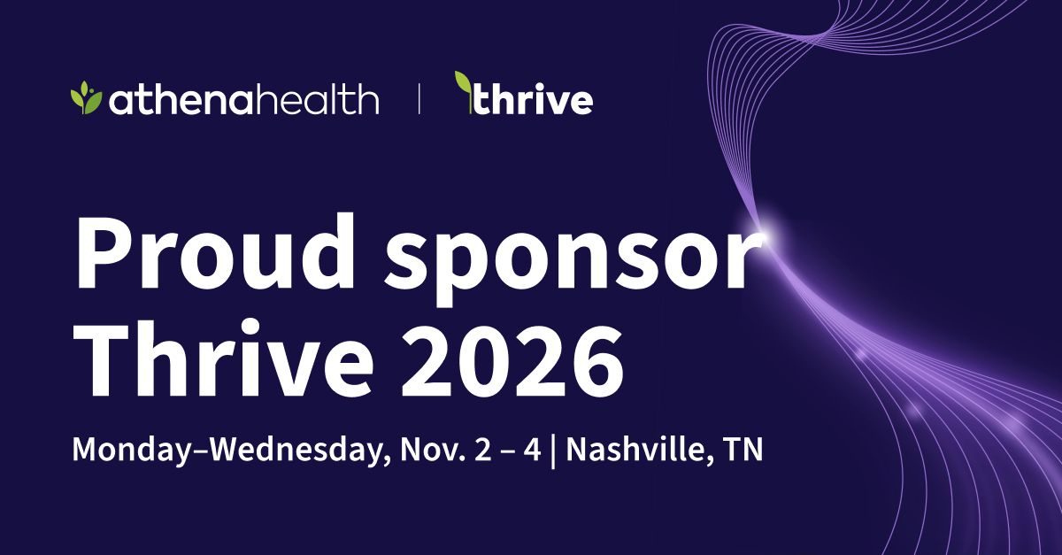 athenahealth Thrive 2026, Monday to Wednesday, November 2 to 4, Nashville, TN